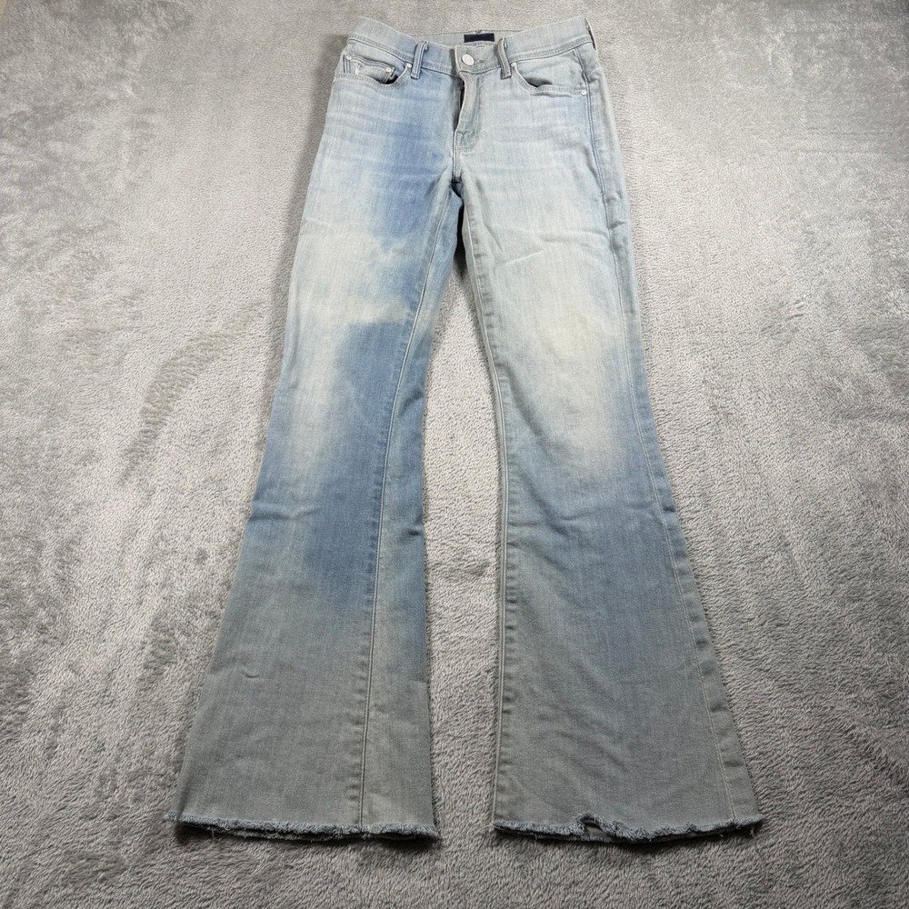 Mother The Cruiser Jeans Women 25 Light Blue Flare Frayed Hem Unexpected Storm